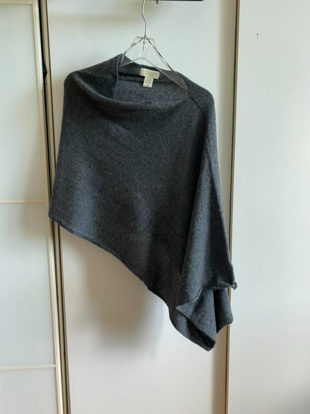 Cynthia Rowley Grey Cashmere Poncho Sweater One Size